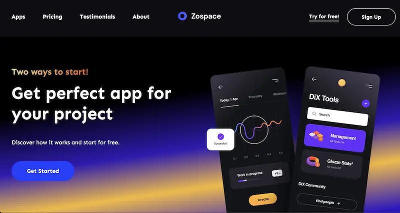 Zospace Apps Landing Page