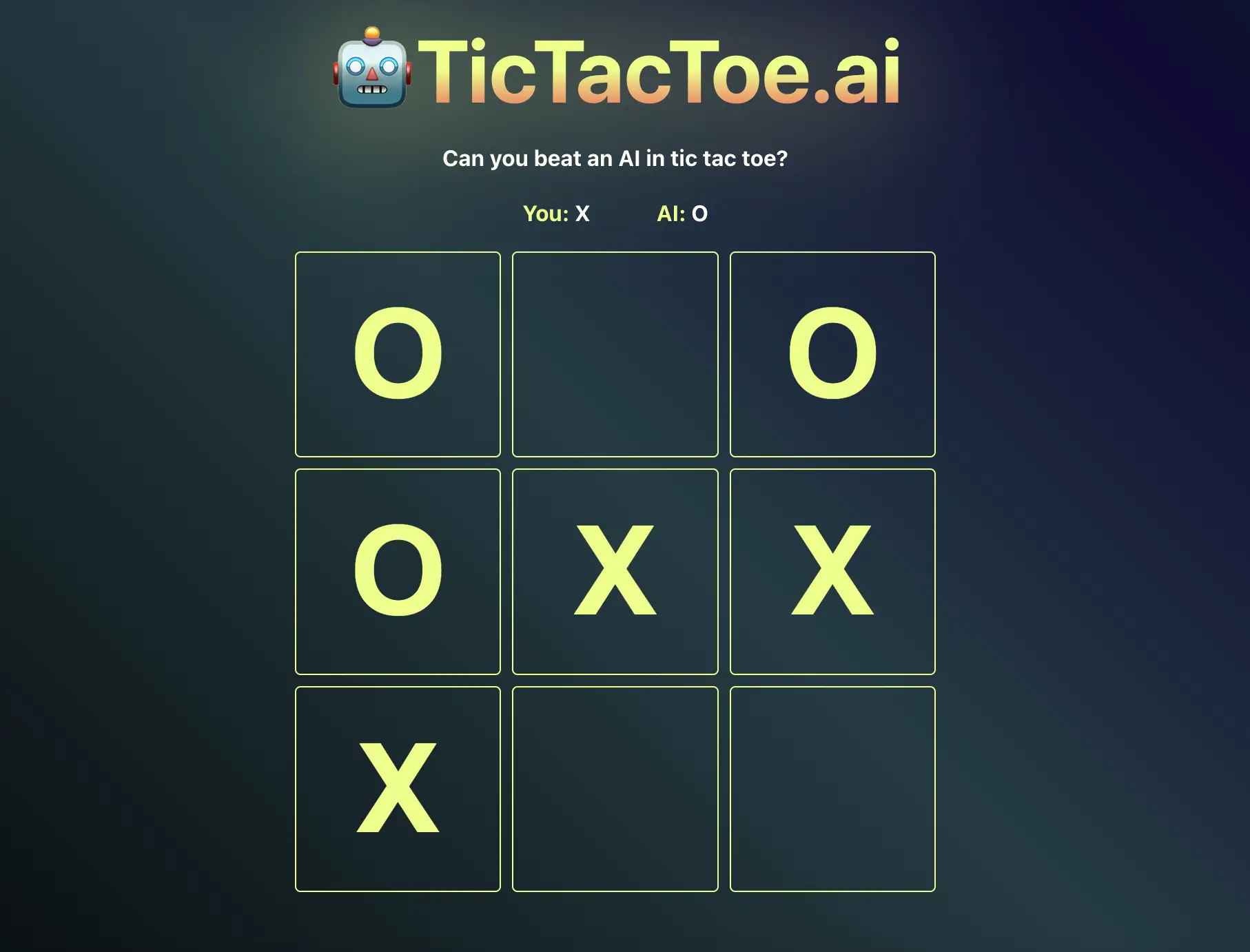 Tic Tac Toe board